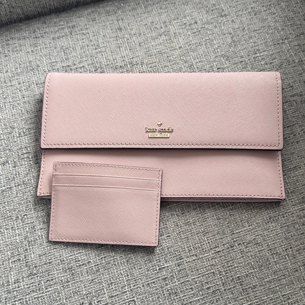 Kate Spade Pink Wallet Bag on Chain and Cardholder Set